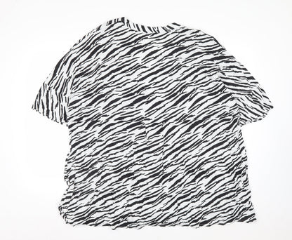 Yours Womens Black White Zebra Print Viscose T-Shirt Size 22
