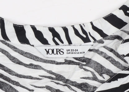 Yours Womens Black White Zebra Print Viscose T-Shirt Size 22