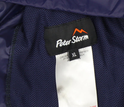 Peter Storm Men’s Blue XL Waterproof Hooded Rain Jacket