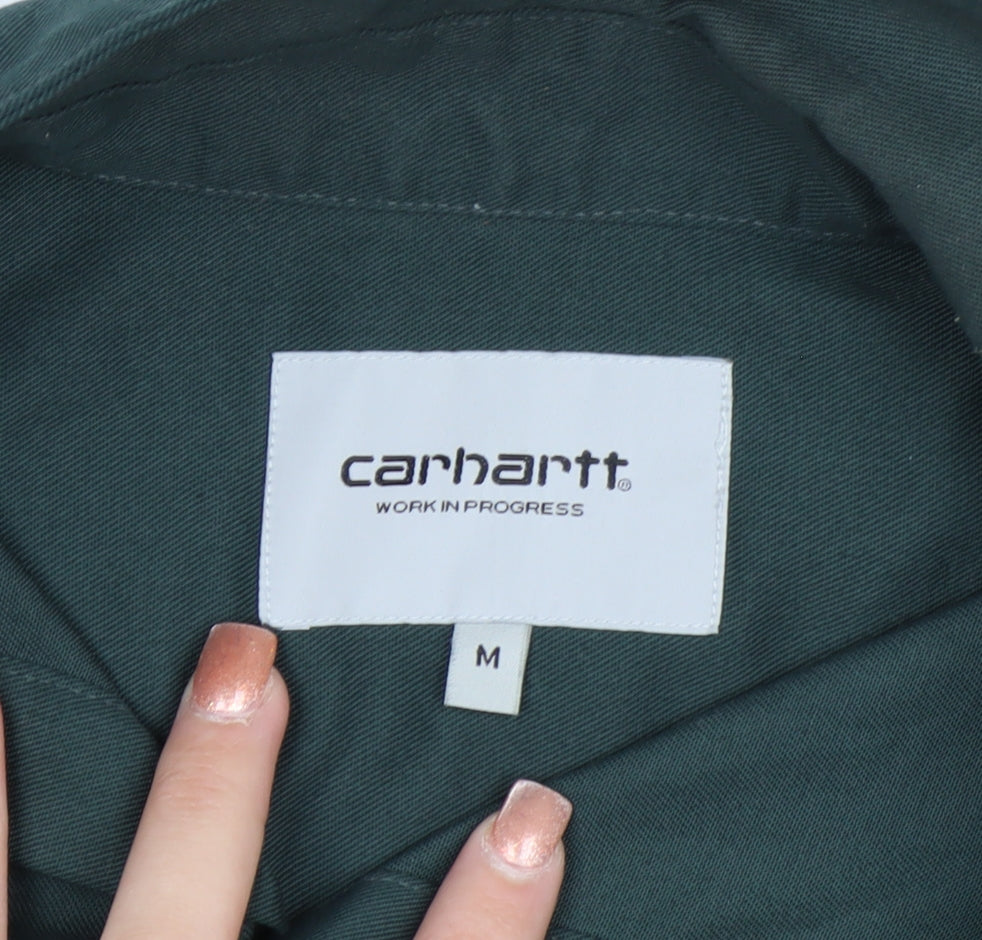 Carhartt Men's Green Twill Long Sleeve Button-Up Work Shirt M