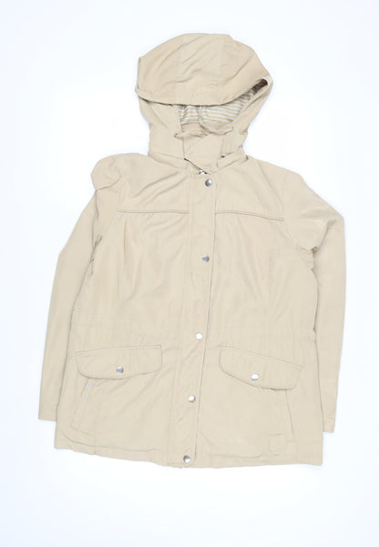 Marks and Spencer Women's Beige Hooded Rain Coat Jacket Size 16