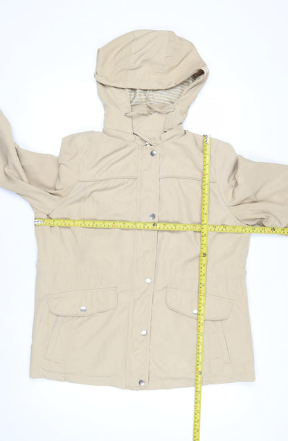 Marks and Spencer Women's Beige Hooded Rain Coat Jacket Size 16
