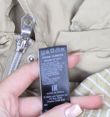 Marks and Spencer Women's Beige Hooded Rain Coat Jacket Size 16