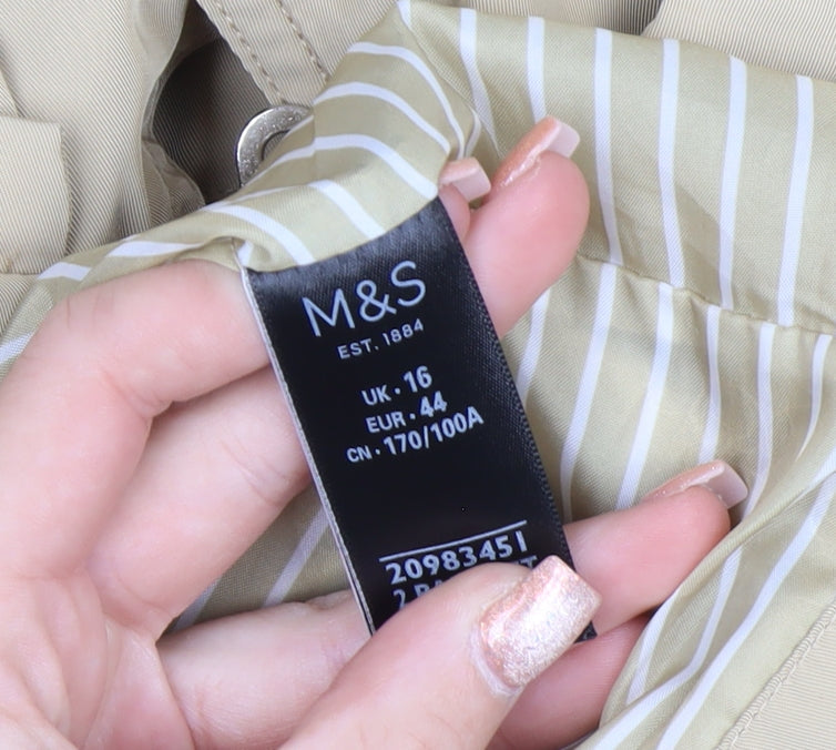 Marks and Spencer Women's Beige Hooded Rain Coat Jacket Size 16