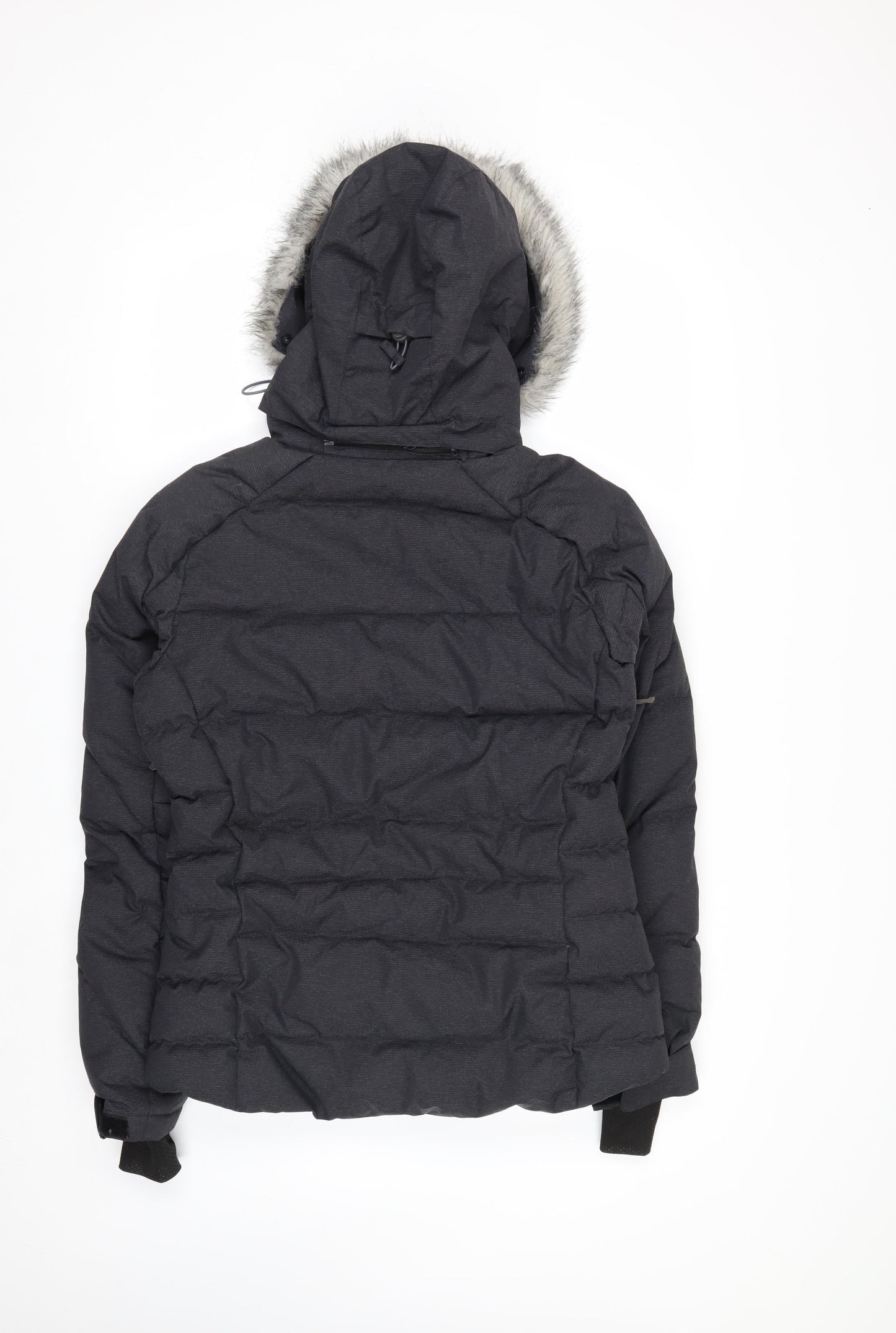 Salomon Women's Black S Waterproof Puffer Ski Jacket with Fur Hood