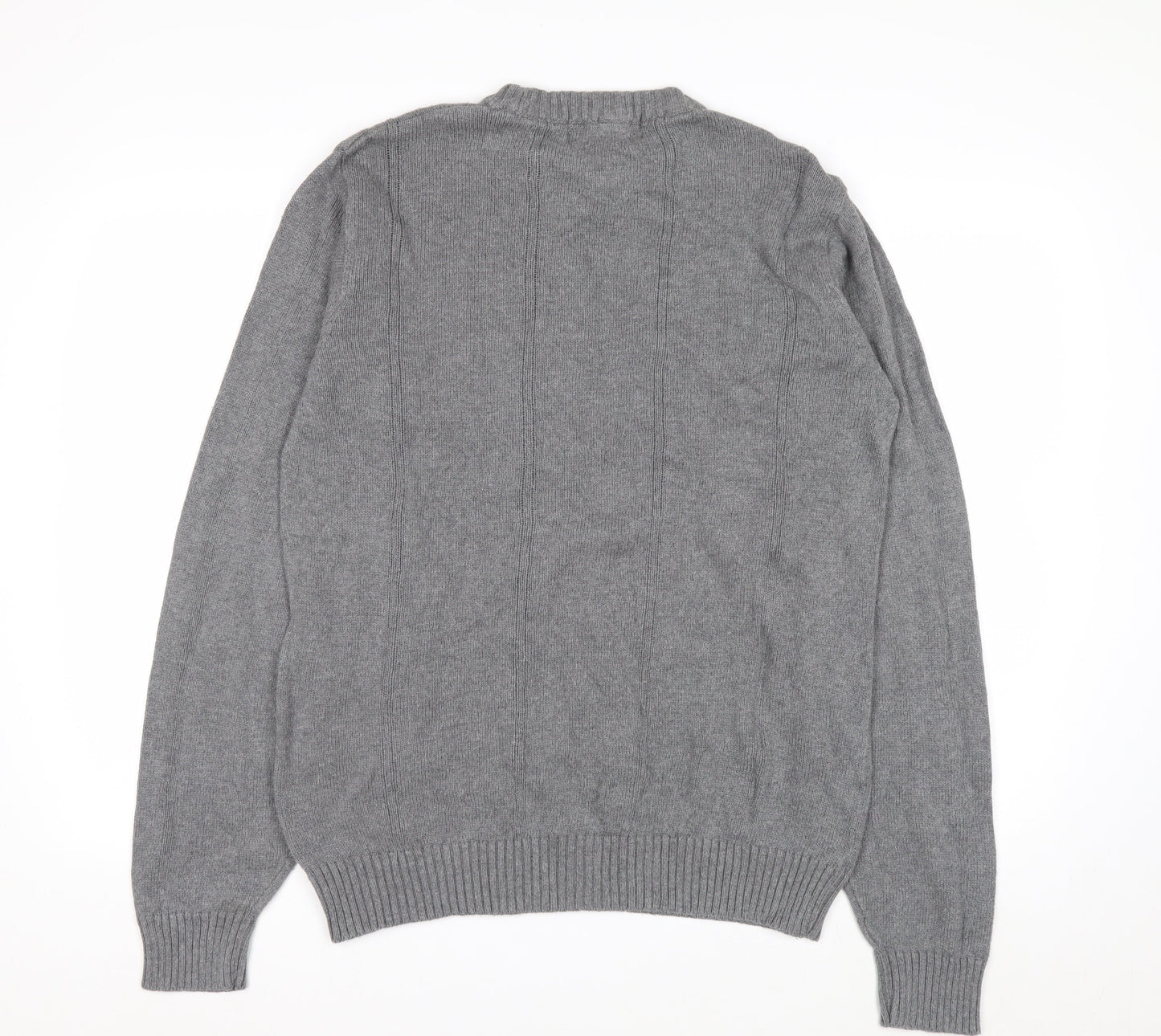 U.S. Polo Assn. Men's Grey Cotton Crew Neck Pullover Jumper L