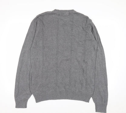 U.S. Polo Assn. Men's Grey Cotton Crew Neck Pullover Jumper L