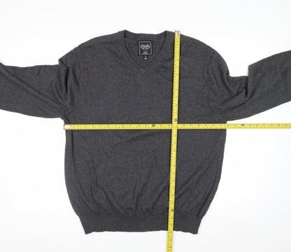 Chaps Men’s Grey Cotton Cashmere V-Neck Pullover Jumper L