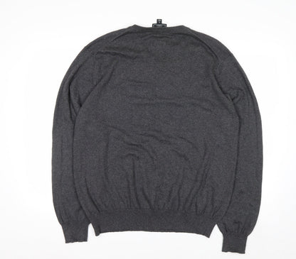 Chaps Men’s Grey Cotton Cashmere V-Neck Pullover Jumper L