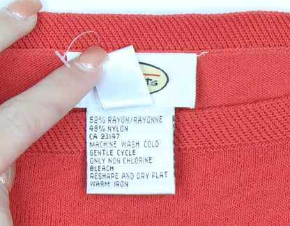 Talbots Women's Red Medium Boat Neck Knit Pullover Jumper
