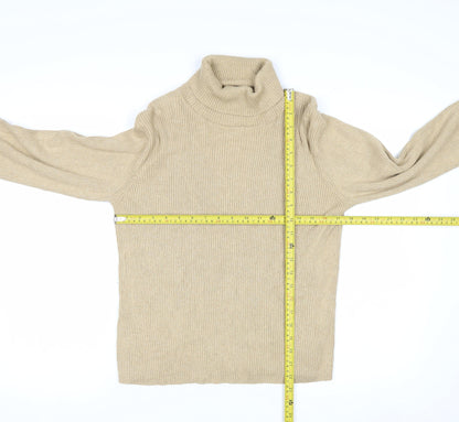 Liz Claiborne Womens Beige Roll Neck Cotton Knit Jumper L
