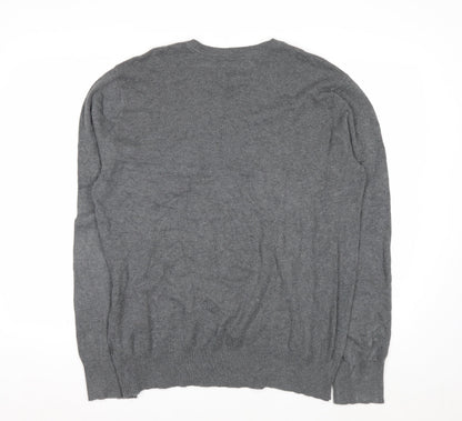 Hurley Men's Grey Cotton V-Neck Pullover Jumper XL