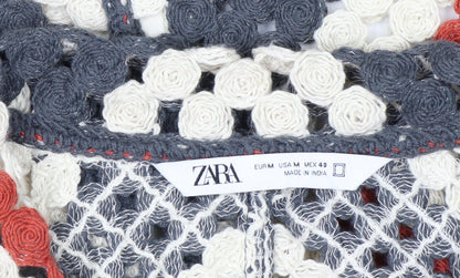 Zara Men's Multicoloured Crochet Cardigan M Retro Geometric