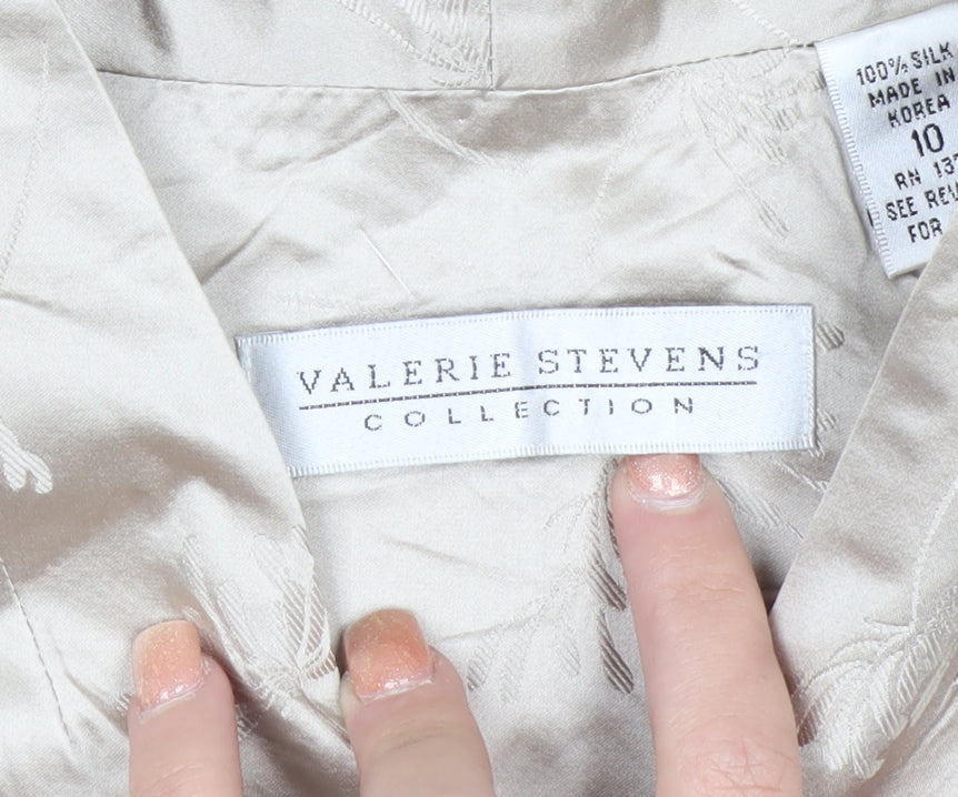 Valerie Stevens Women’s Beige Silk Suit Waistcoat Size 10 Classic Formal