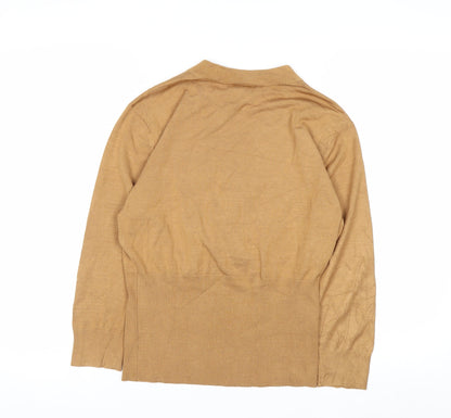 Talbots Women Beige Silk Blend Wrap Jumper L V-Neck Long Sleeve