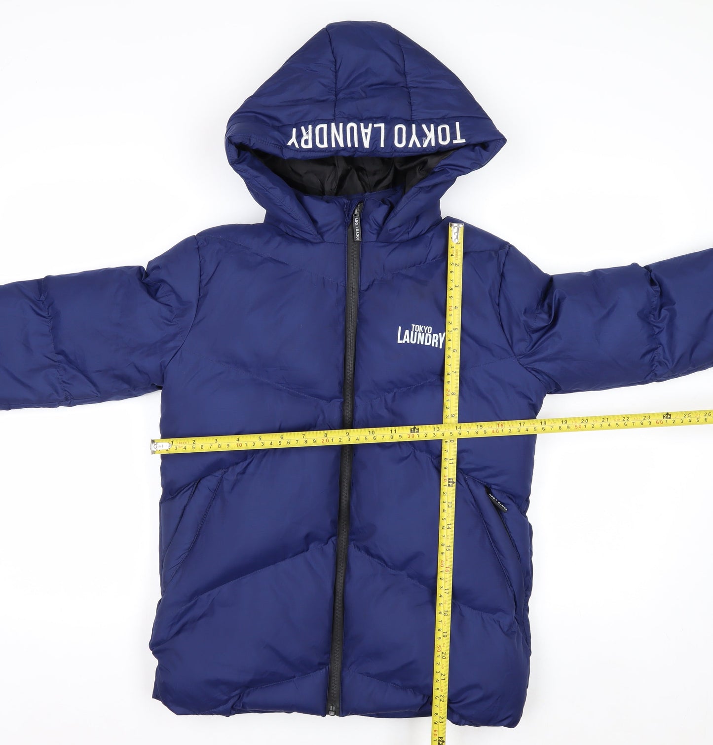 Tokyo Laundry Boys Blue Hooded Puffer Jacket 11-12 Years Winter Zip Coat