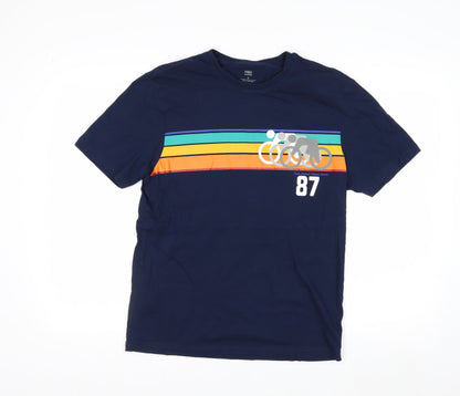 Marks and Spencer Men's Navy Graphic Cycling Print T-Shirt Small