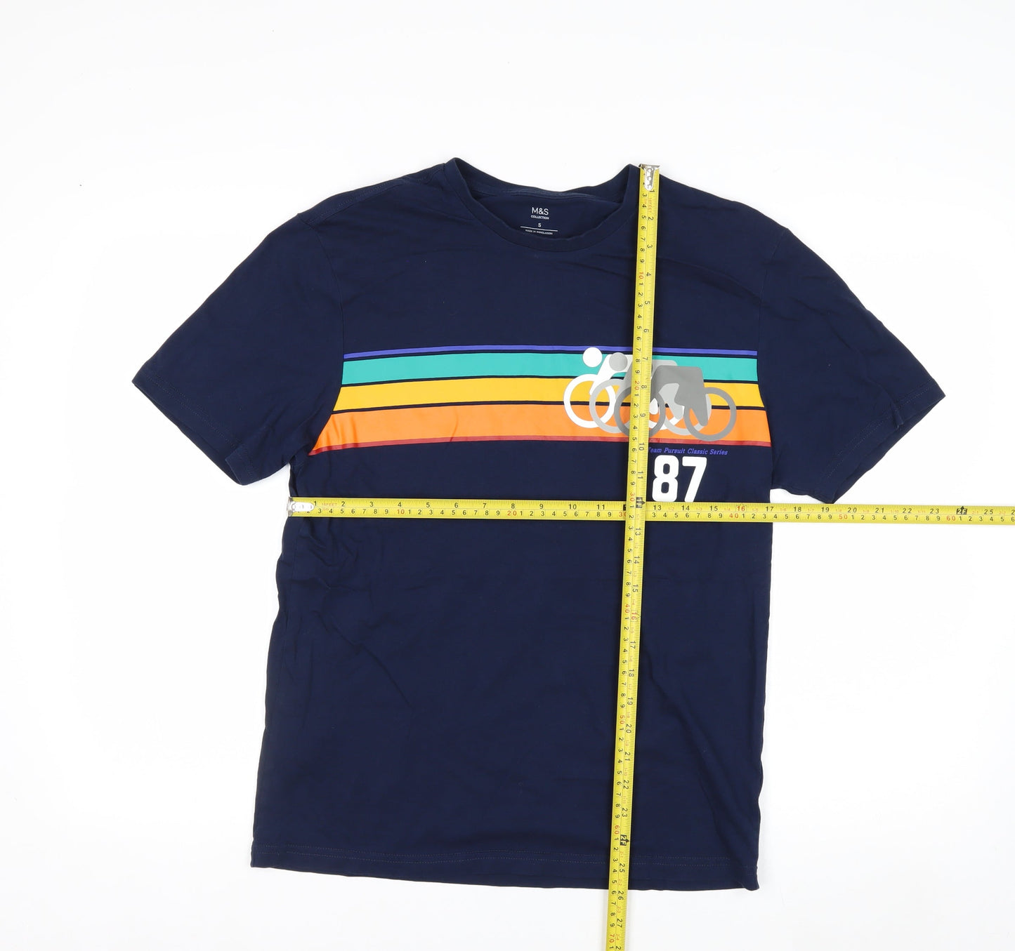 Marks and Spencer Men's Navy Graphic Cycling Print T-Shirt Small