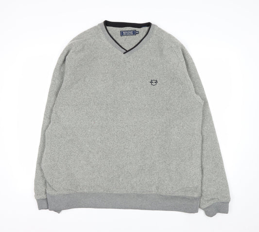 Maine New England Men's Grey V-Neck Fleece Sweatshirt XL