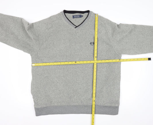Maine New England Men's Grey V-Neck Fleece Sweatshirt XL