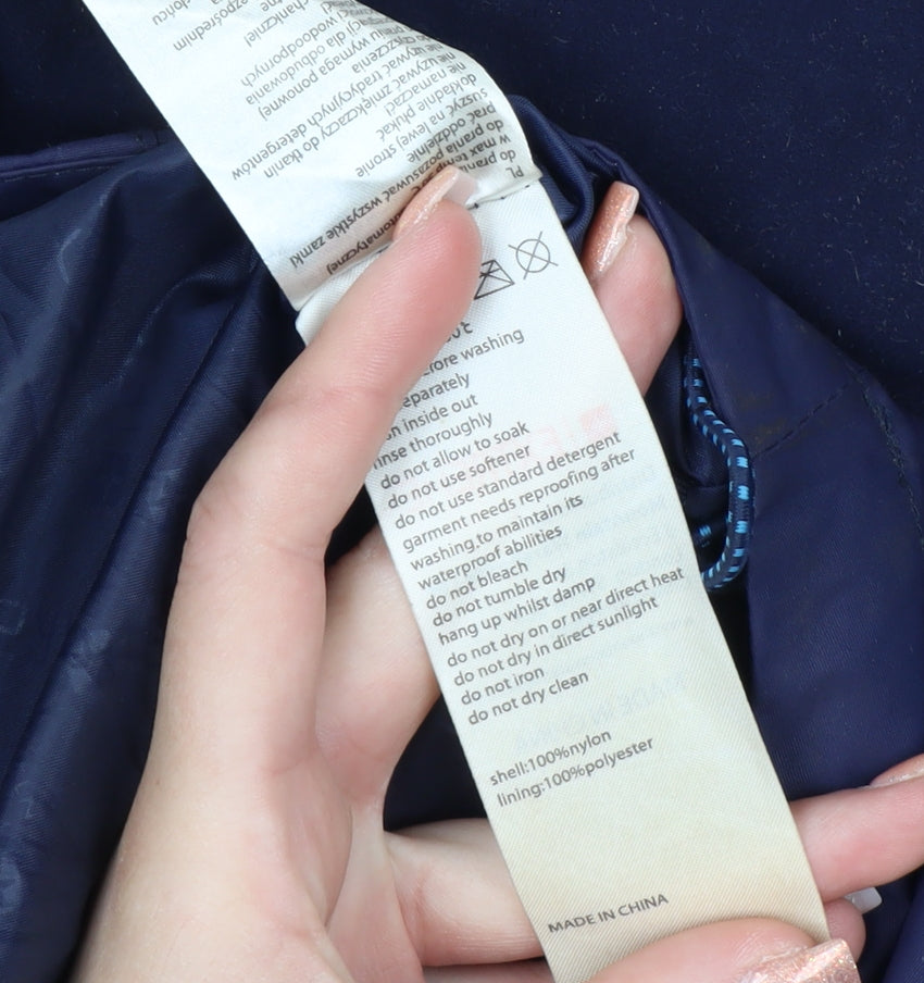 Mountain Warehouse Women Blue Waterproof Long Rain Coat Jacket Size 16