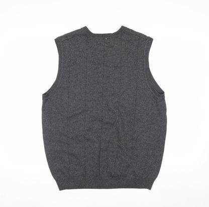 Van Heusen Men's Grey Cotton V-Neck Sleeveless Jumper Vest Size M
