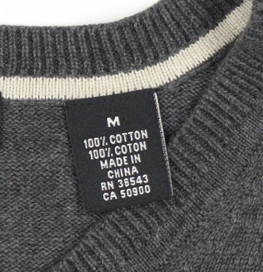 Van Heusen Men's Grey Cotton V-Neck Sleeveless Jumper Vest Size M