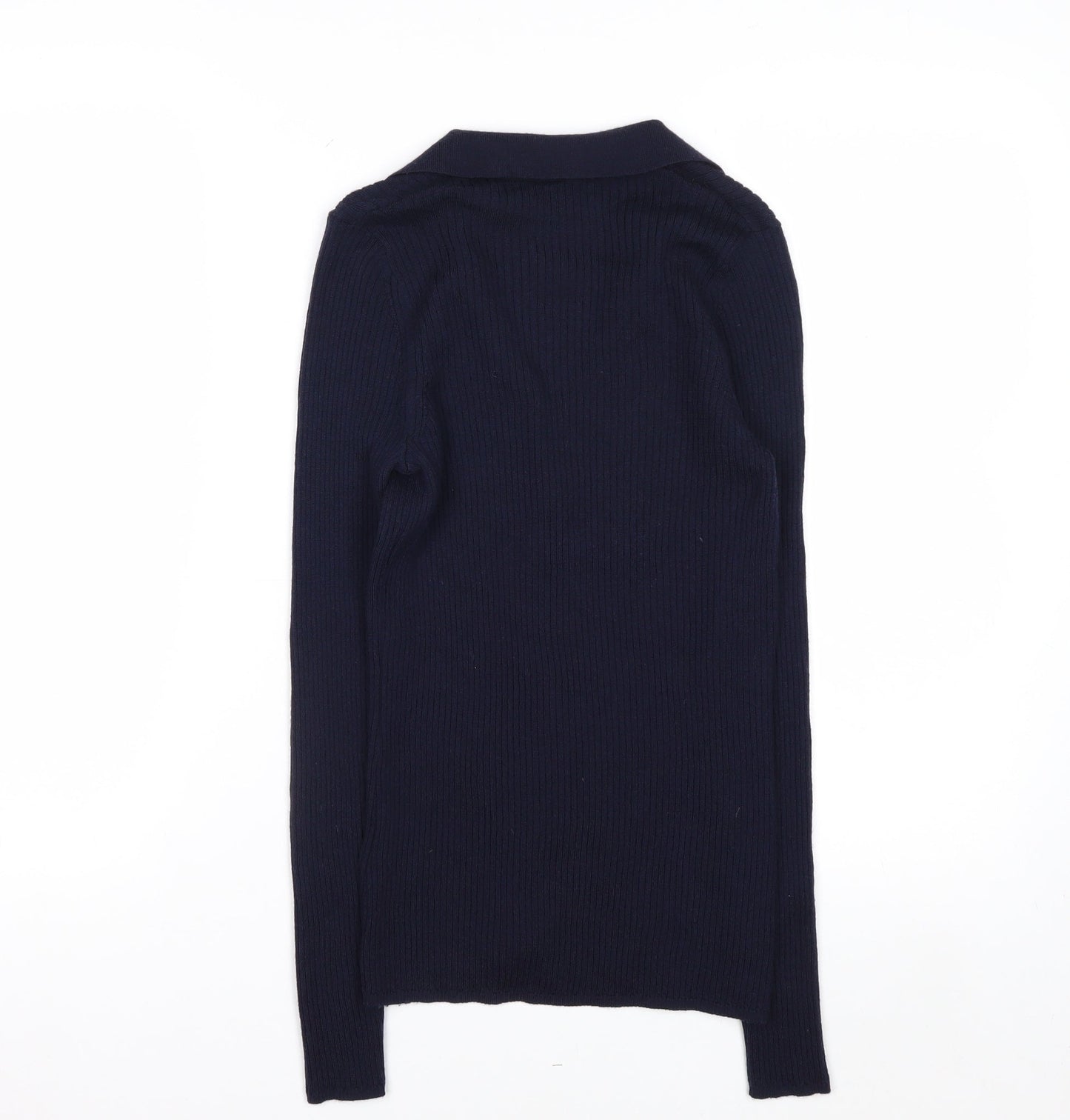 Hobbs Women’s Blue Merino Wool Collared Button Cardigan M