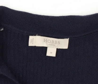 Hobbs Women’s Blue Merino Wool Collared Button Cardigan M