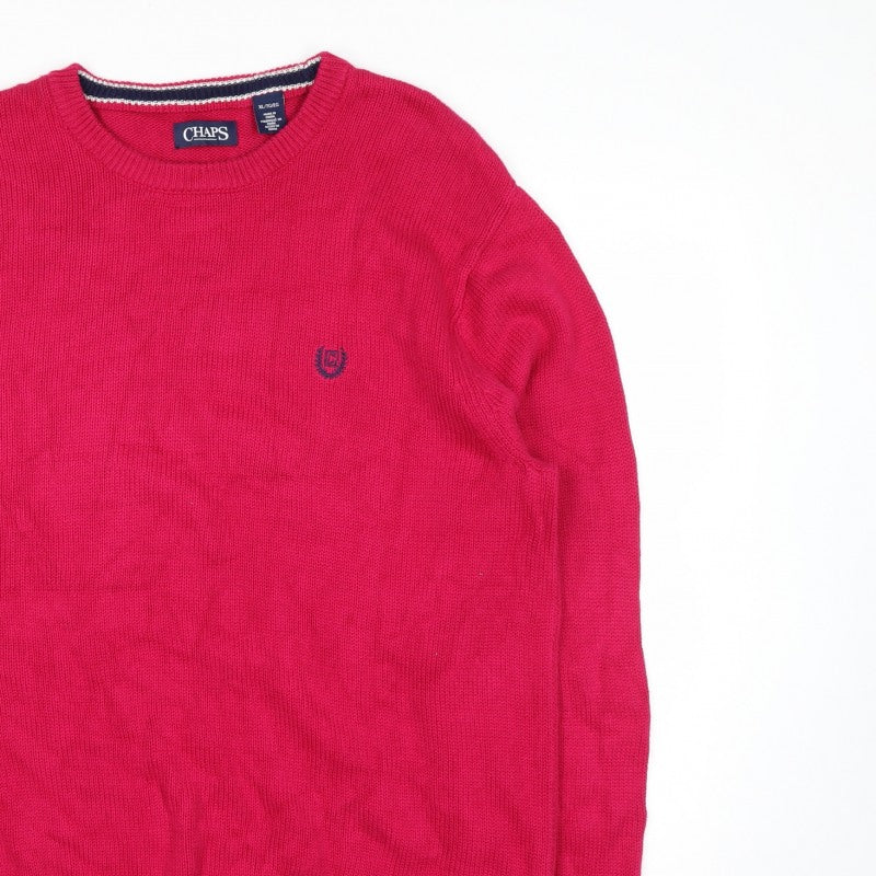 Chaps Mens Red XL Crew Neck Knit Pullover Jumper