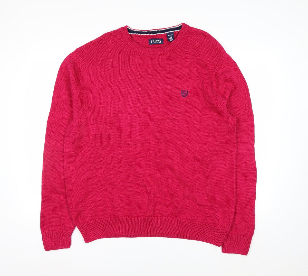Chaps Mens Red XL Crew Neck Knit Pullover Jumper