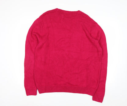 Chaps Mens Red XL Crew Neck Knit Pullover Jumper