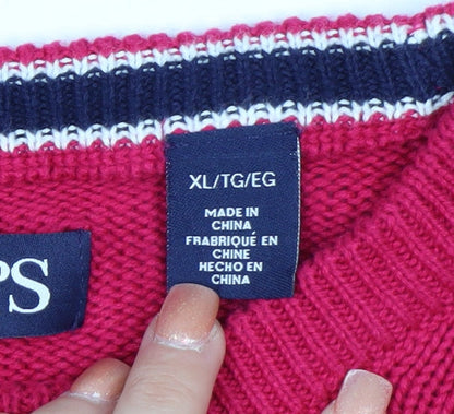Chaps Mens Red XL Crew Neck Knit Pullover Jumper
