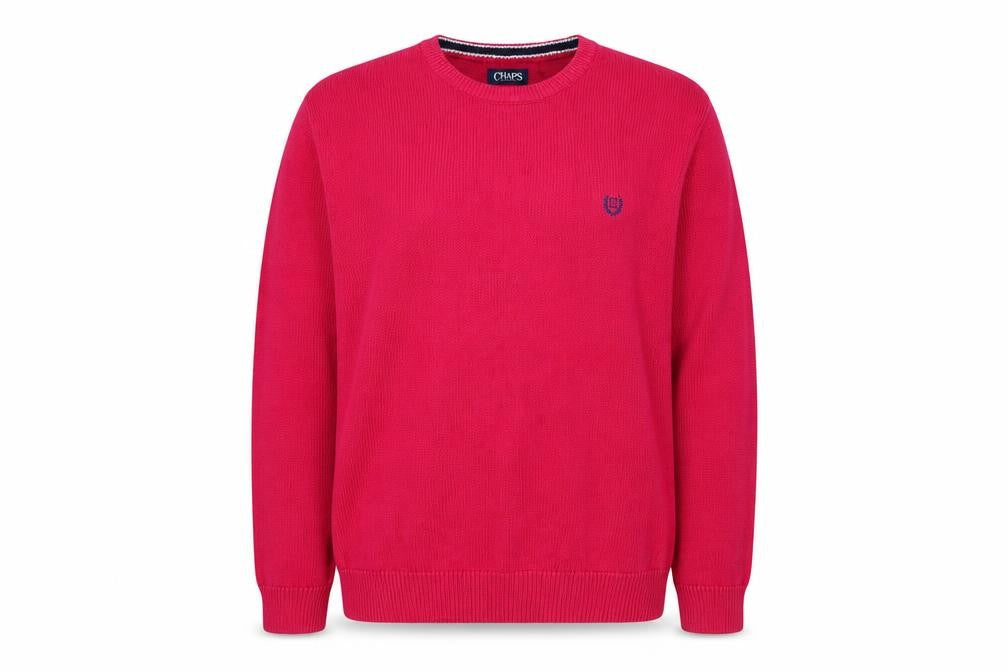 Chaps Mens Red XL Crew Neck Knit Pullover Jumper
