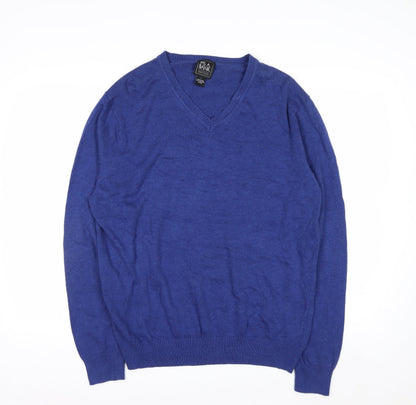 Jos. A. Bank Men's Blue Cotton V-Neck Pullover Jumper L