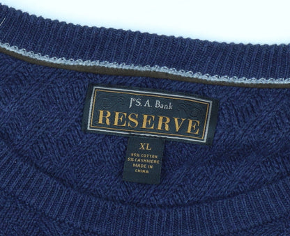 J.S. A. Bank Reserve Men’s Blue XL Cotton Cashmere Crew Neck Jumper