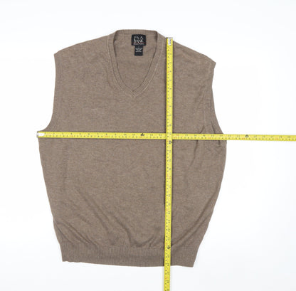 Jos. A. Bank Men's Beige Pima Cotton Sleeveless V-Neck Vest L