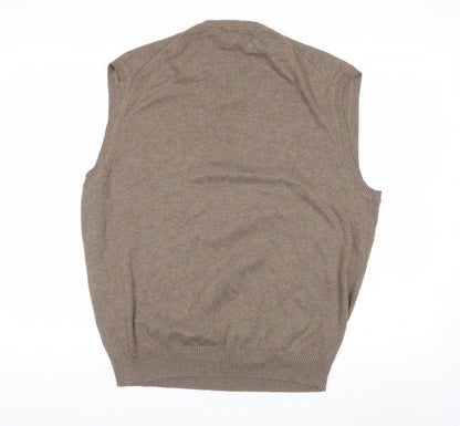 Jos. A. Bank Men's Beige Pima Cotton Sleeveless V-Neck Vest L