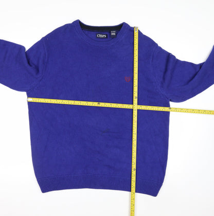Chaps Mens Blue Cotton Crew Neck Pullover Jumper XL
