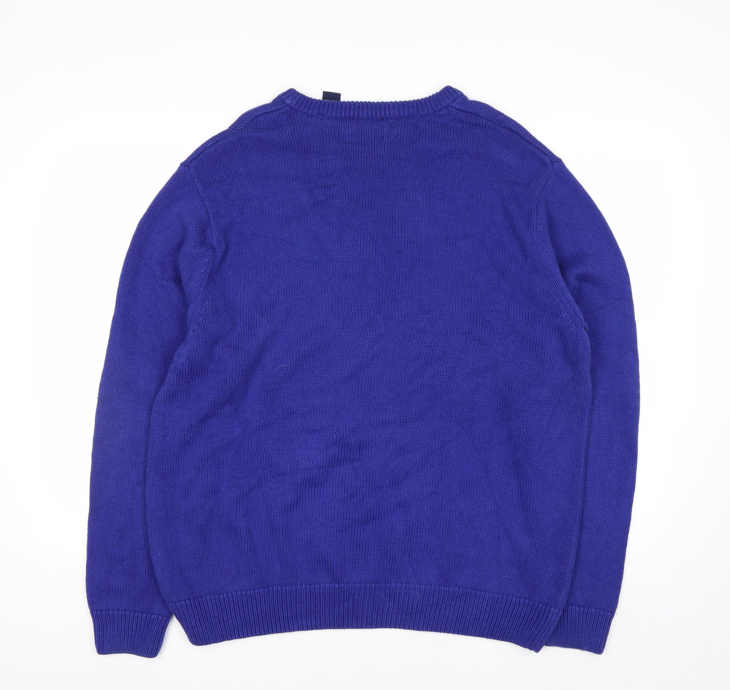 Chaps Mens Blue Cotton Crew Neck Pullover Jumper XL