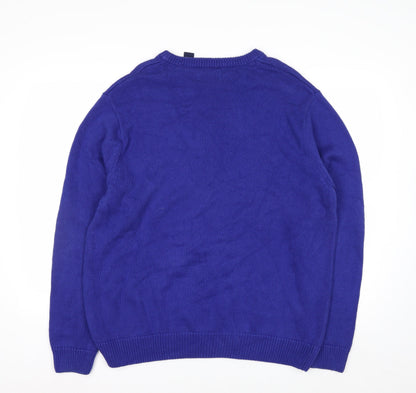 Chaps Mens Blue Cotton Crew Neck Pullover Jumper XL