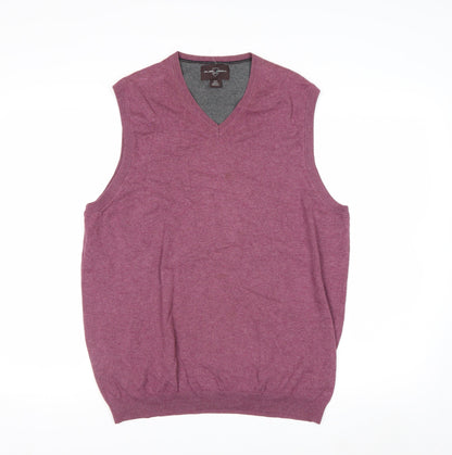 Black Brown 1826 Men's Purple Cotton V-Neck Sleeveless Vest M