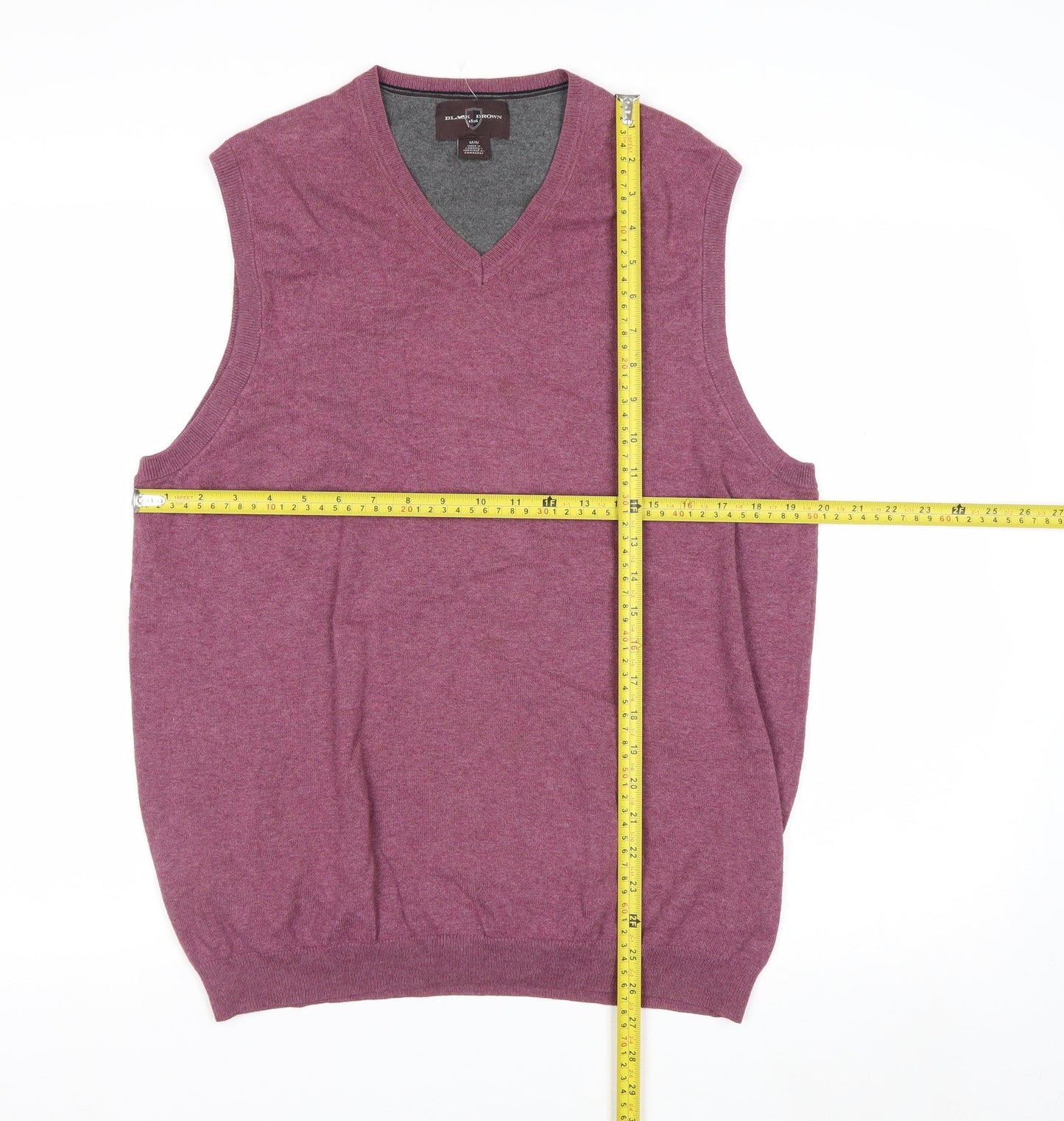 Black Brown 1826 Men's Purple Cotton V-Neck Sleeveless Vest M