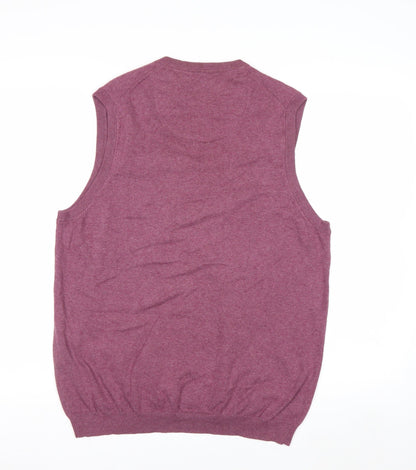 Black Brown 1826 Men's Purple Cotton V-Neck Sleeveless Vest M