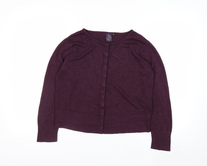 Beyond Retro Women's Purple XS Cardigan Crew Neck Long Sleeve Knit Jumper