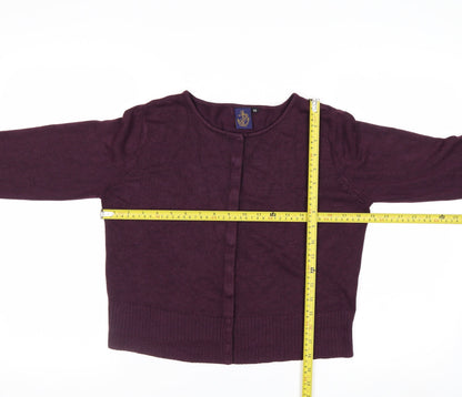 Beyond Retro Women's Purple XS Cardigan Crew Neck Long Sleeve Knit Jumper