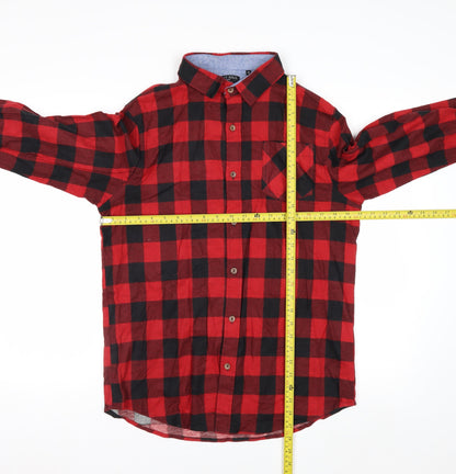 Brave Soul Men's Red Check Flannel Button-Up Shirt Size M Regular Fit