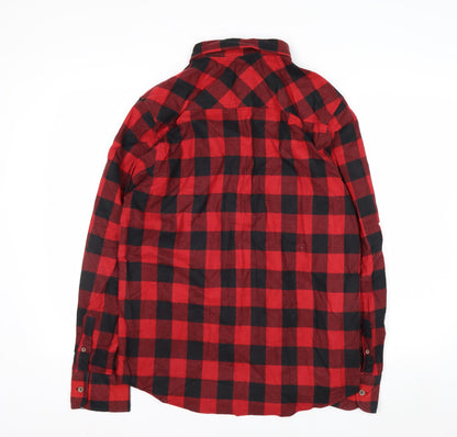 Brave Soul Men's Red Check Flannel Button-Up Shirt Size M Regular Fit