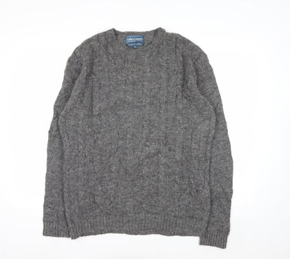 Line of Trade Men’s Grey Wool Cable-Knit Jumper L