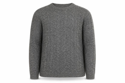 Line of Trade Men’s Grey Wool Cable-Knit Jumper L